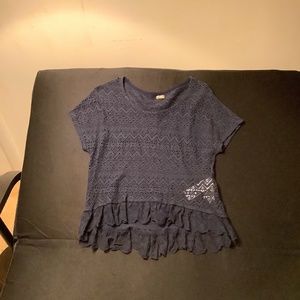 XSmall Hollister Cropped Lace Short Sleeve